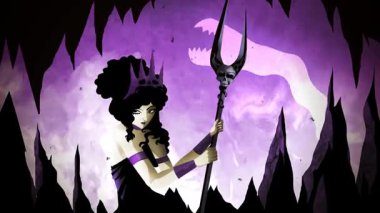 Ruhlarla ve cehennem ateşiyle dolu cehennem ateşiyle dolu yeraltı dünyasında persephone.