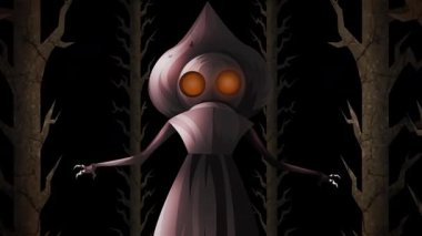 Karanlık ormanda yürüyen canavar kriptozooloji canavarı.