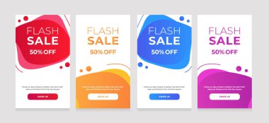 Modern Dinamik Sıvı Mobil Satış Sancakları. Satış afişi şablonu tasarımı, satış özel teklif seti