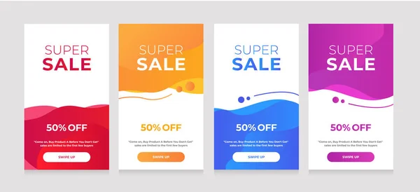 Modern Dynamic Vloeistof Mobiel Koop Banners Sale Banner Sjabloon Ontwerp — Stockvector