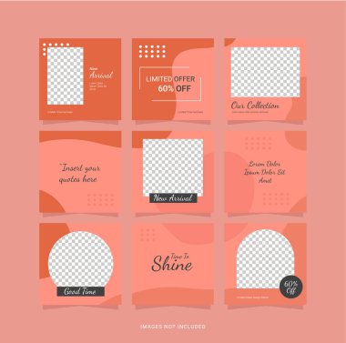 Şablon Instagram Besleme Moda Kadınları Bulmaca Vektörü