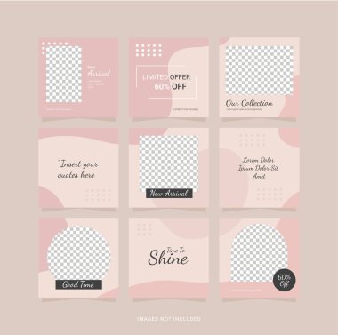 Instagram Bulmaca Moda Kadınları Şablon Posta Vektörü