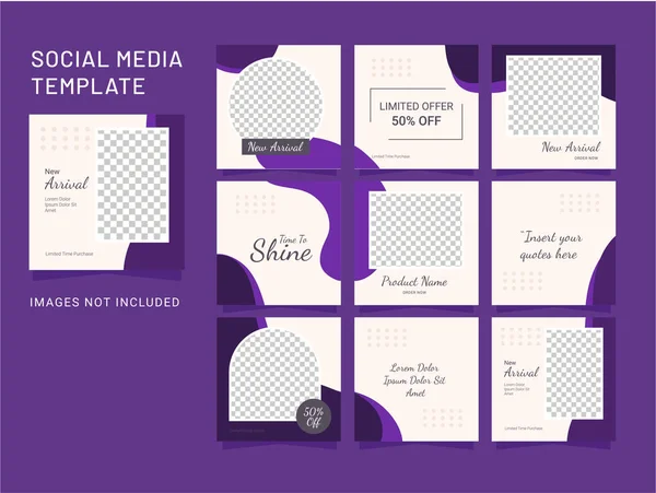 Instagram Plantilla Alimentación Moda Mujeres Puzzle Vector — Vector de stock