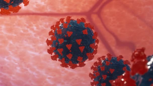 Coronavirus Covid Tıbbi Animasyon Virüs Modeli Gerçekçi Coronavirüs Grip Salgını — Stok video