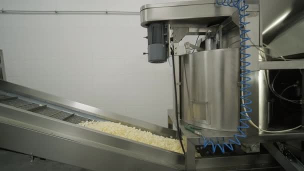 Production Factory Line Moves Potato Snackes Production Line Pasta Factory — Stock Video