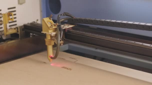 Máquina Corte Laser Cnc Corta Prancha Madeira Madeira Compensada — Vídeo de Stock