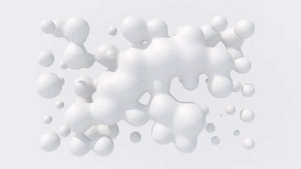 White Liquid Balls Abstract Monochrome Illustration Render — Stock Photo, Image