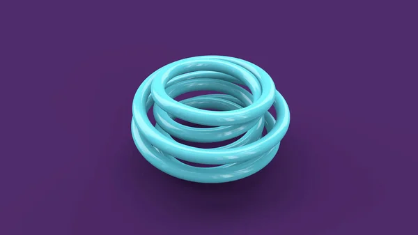 Espiral Azul Brilhante Fundo Roxo Ilustração Abstrata Renderização — Fotografia de Stock