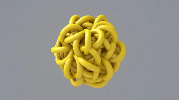 黄色の光沢のある抽象的な球 灰色の背景 3Dレンダリング — ストック写真