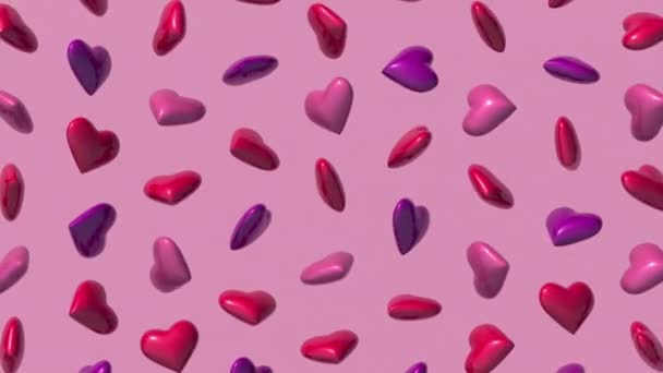 Καρδιά Σχήματα Μοτίβο Ροζ Φόντο Αφηρημένη Κινούμενη Εικόνα — Αρχείο Βίντεο