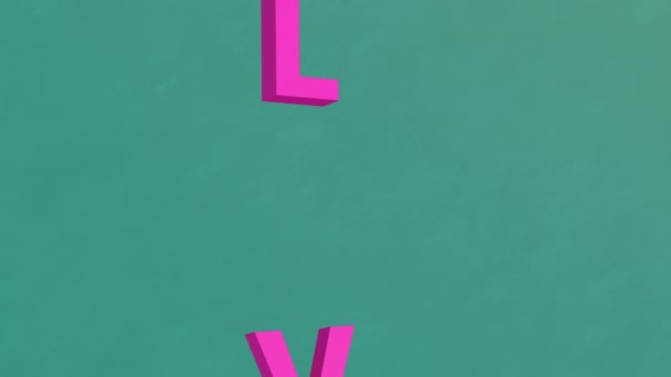 Tipografia Amor Rosa Fundo Texturizado Verde Animação Abstrata Renderização — Vídeo de Stock