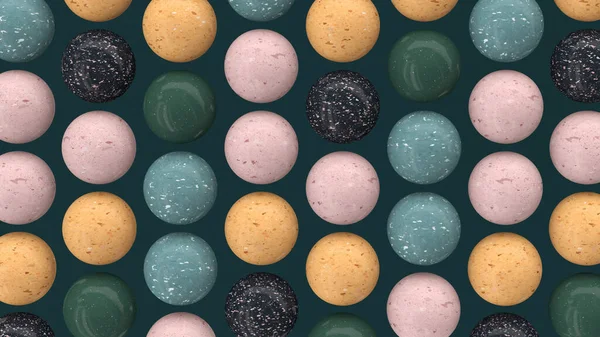 花崗岩のボール カラフルな質感の球体 アブストラクトイラスト 3Dレンダリング — ストック写真