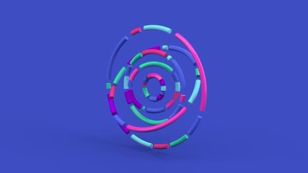 Colorful Circle Shapes Blue Background Abstract Animation Render — Stock Video