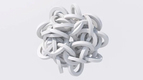 白い光沢のある円の形のグループ 白地だ アブストラクトイラスト 3Dレンダリング — ストック写真