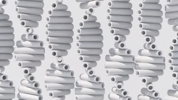 Tubos Blancos Girando Ilustración Abstracta Render — Vídeo de stock