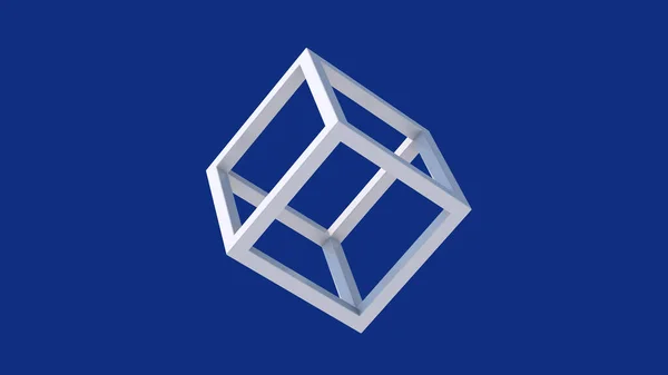 Cube Blanc Tournant Fond Bleu Illustration Abstraite Rendu — Photo