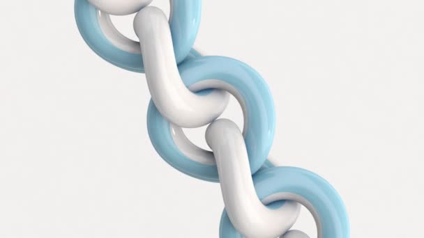 白色和蓝色的链子 白色背景 抽象动画 3D渲染 — 图库视频影像