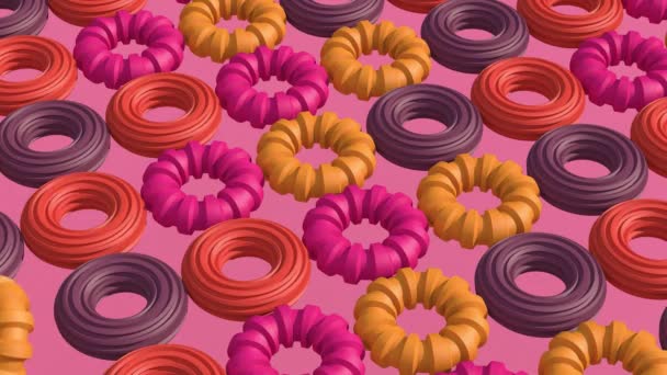 Heldere Kleurrijke Cirkel Vormen Schoonheidsconcept Roze Achtergrond Abstract Animatie Render — Stockvideo