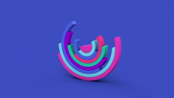 Bright Half Circle Shapes Blue Background Abstract Animation Render — Vídeos de Stock