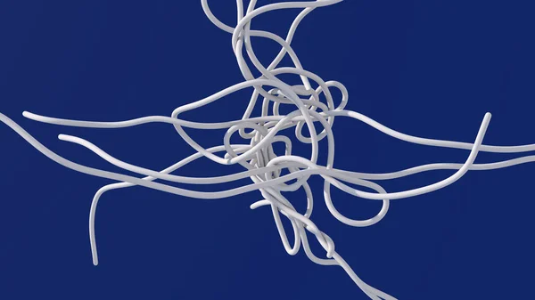 White Rope Flying Blue Background Abstract Illustration Render — Foto de Stock