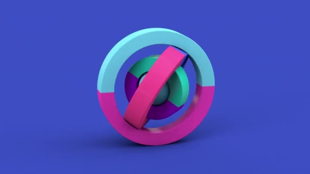 Coloridas Formas Círculo Bola Fondo Azul Animación Abstracta Render — Vídeos de Stock