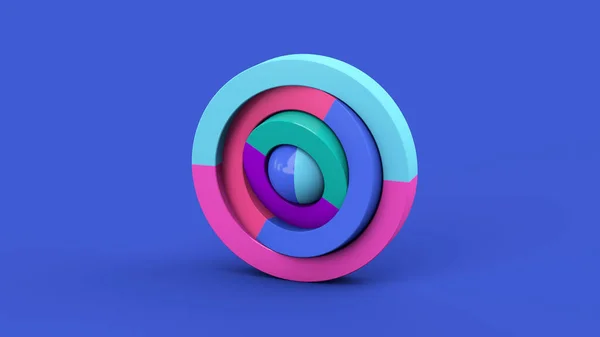 色彩斑斓的圆形和球体 蓝色背景 摘要说明 3D渲染 — 图库照片