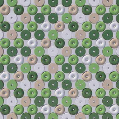 Yeşil, beyaz, bej daire şekilleri. Soyut illüstrasyon, 3d canlandırma.