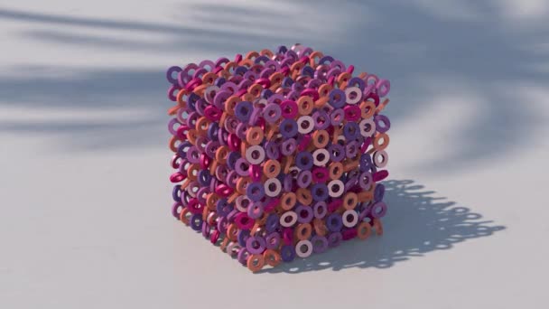 カラフルな円形状のキューブ アブストラクトアニメーション 3Dレンダリング — ストック動画