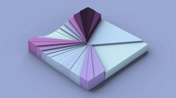 紫色和蓝色正方形 表面破碎 摘要说明 3D渲染 — 图库照片