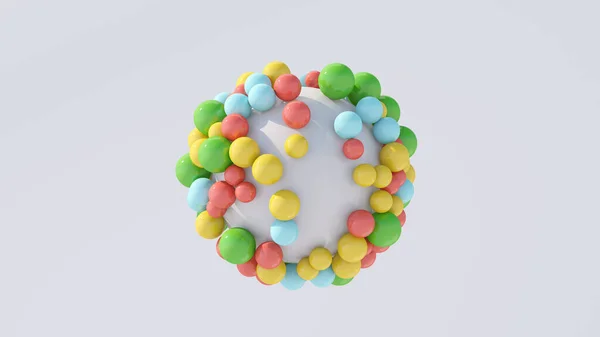 大きな白い球と明るいカラフルなボール アブストラクトイラスト 3Dレンダリング — ストック写真