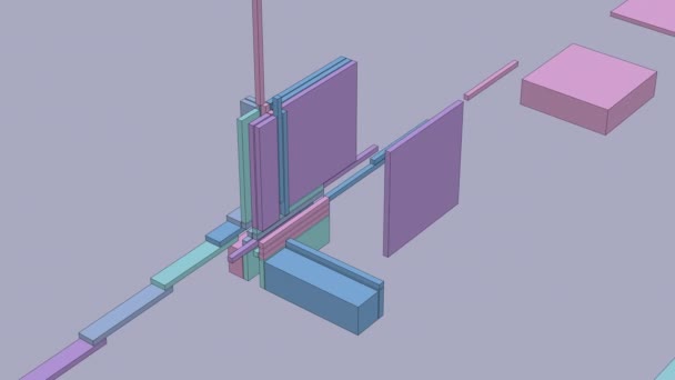 Cube Cassé Des Rectangles Colorés Volant Effet Dessin Croquis Animation — Video