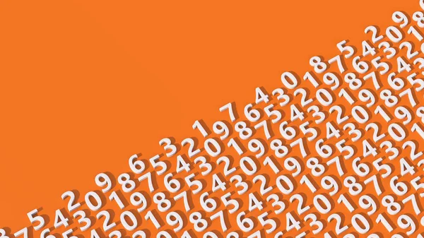 White Numbers Pattern Orange Background Abstract Illustration Render — Stock Photo, Image