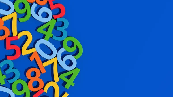 Group Bright Colorful Numbers Blue Background Close Abstract Illustration Render — Stock Photo, Image