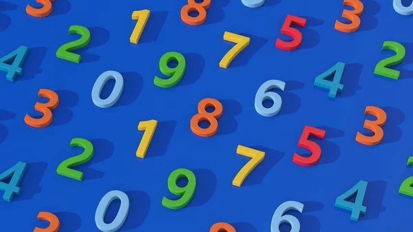 Group Colorful Numbers Blue Background Abstract Illustration Render — Stock Photo, Image