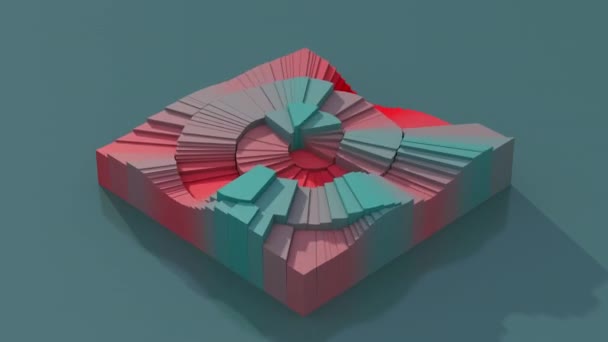 Blauw Rood Vierkant Met Gebroken Oppervlak Abstract Animatie Render — Stockvideo