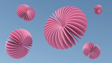 Pembe desenli daire şekilleri. Soyut illüstrasyon, 3d canlandırma.
