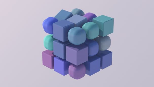 Cubes Colorés Sphères Métamorphosant Animation Abstraite Rendu — Video