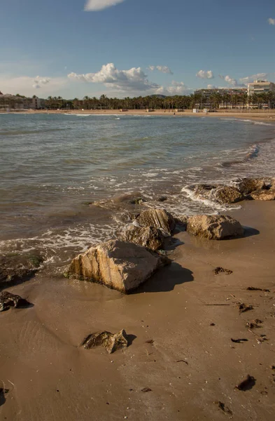 Vilanova i la Geltru plajı, Garraf bölgesi, Barcelona, Katalonya, İspanya.