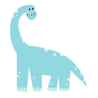   Basit çocuksu tarzda dinazor taşıyıcı. Soyut düz brachiosaurus beyaz arkaplanda izole edilmiş..