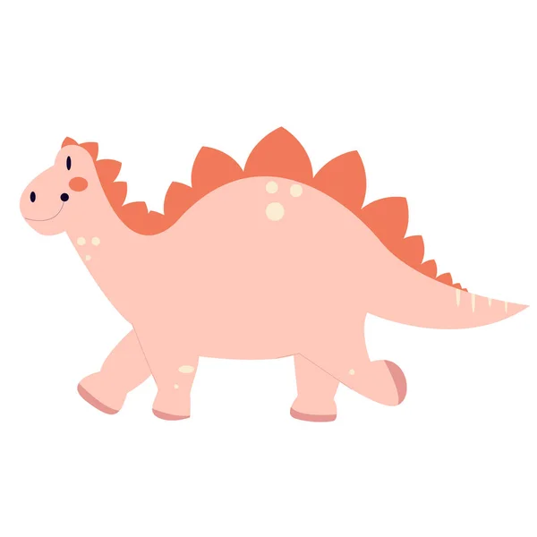 Dinossauro rosa engraçado isolado em fundo branco ilustração em