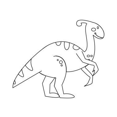   Renklendirme havuzu için şirin bir parasaurolophus çizimi. Vektör dinozor.