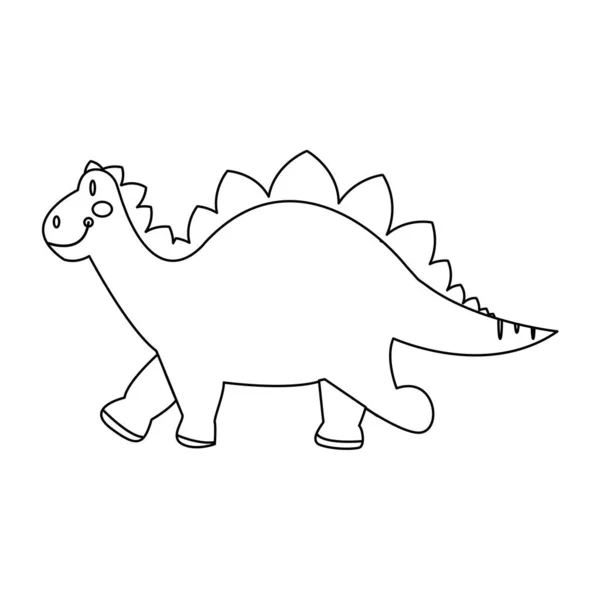 Dinossauro Stegosaurus Preto Branco Isolado Fundo Branco Desenho Para Colorir — Vetor de Stock