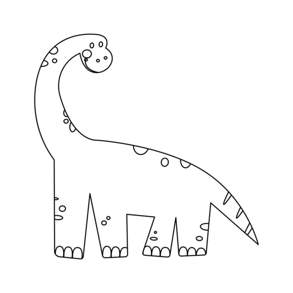 Cute Vector Dinosaur Brachiosaurus Children Coloring Book — Stock Vector