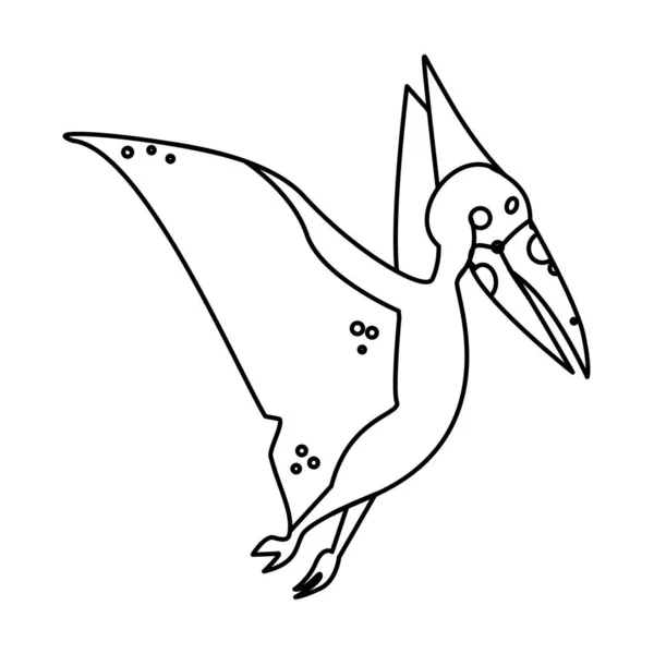 Pterodaktyl Illustration För Barns Färg Barndinosaurie Karaktär — Stock vektor