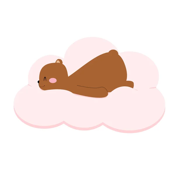 Vtipný Malý Medvídek Spí Mraku Roztomilá Vektorová Ilustrace Plakátů Dětských — Stockový vektor