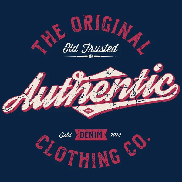 Original Authentic Clothing Tee Design Print — Stockvector