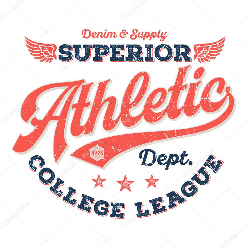 Athletic Dept., College League - Tee Design For Print