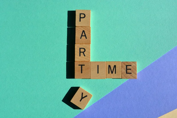 Party Time Com Letra Separada Palavra Part Para Ler Part — Fotografia de Stock