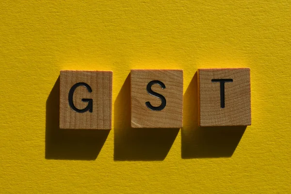 Gst Acroniem Voor Goods Services Tax Geïsoleerd Gele Achtergrond — Stockfoto