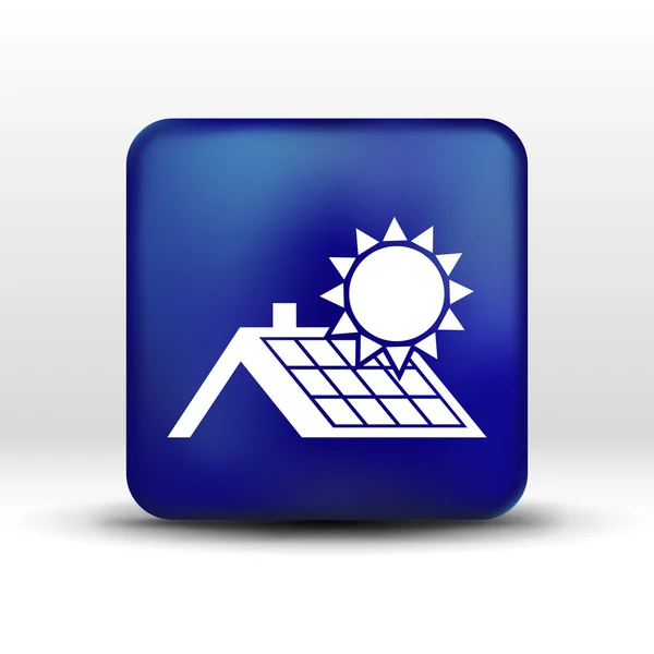 太阳能电池板屋顶图标矢量按钮标志符号的概念 — 图库矢量图片